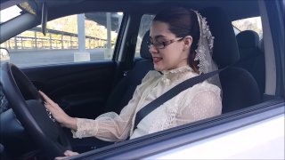 Modest Bride Masturbates in Public Parking Lot
